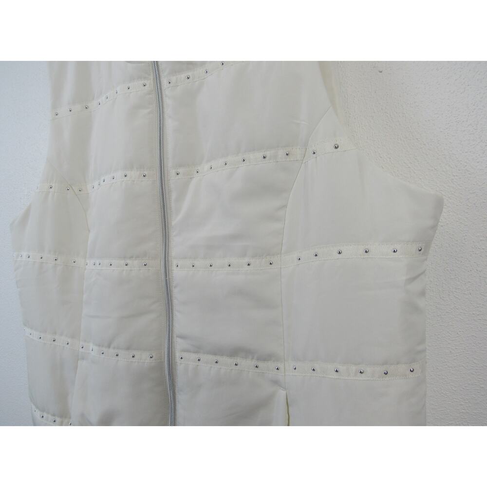 Christopher & Banks XL Stud Detail Solid Fraiche Ivory Vest White Puffer Neutral - Picture 4 of 8